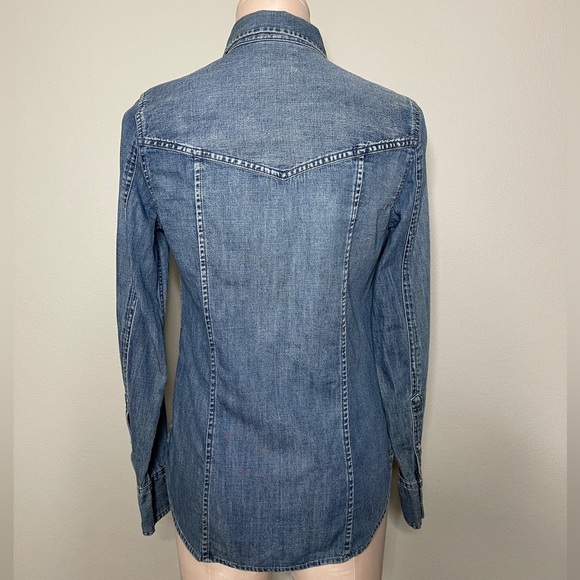 J CREW WESTERN CHAMBRAY PEARL SNAP SHIRT IN VINTAGE INDIGO RODEO - Picture 6 of 8